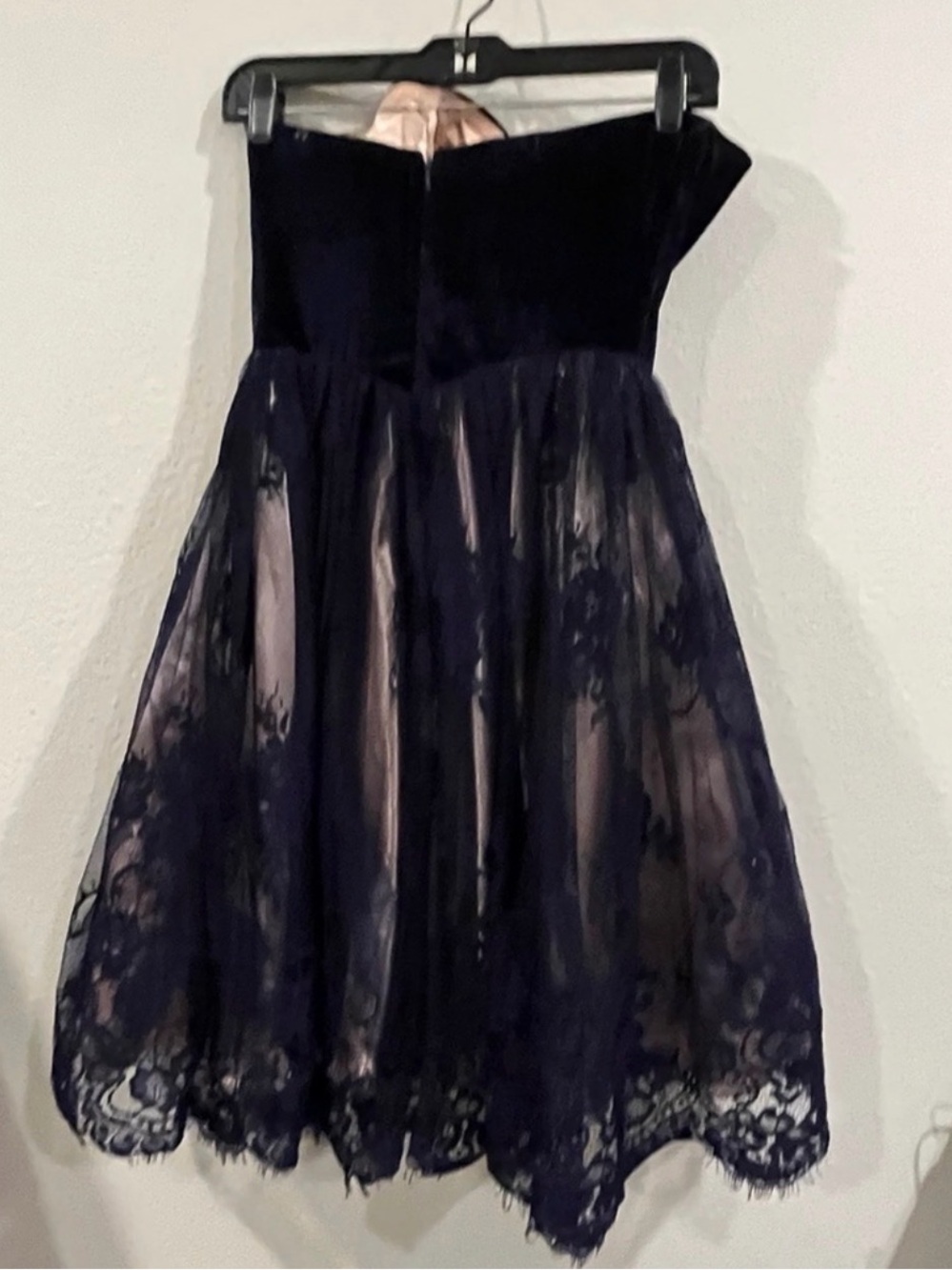 May Queen Couture size 6 blue velvet and lace mini skater dress retro Y2K